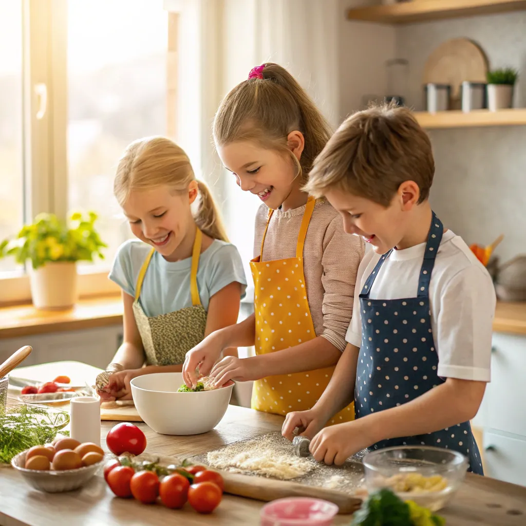 Children cooking together
